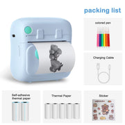 Portable Photo Printer with 7 Rolls Printing Paper, Inkless Mini Printer for IOS & Android, Bluetooth Smart Sticker Printer for Picture, Receipt Label, Note, QR Code Printing (Blue)