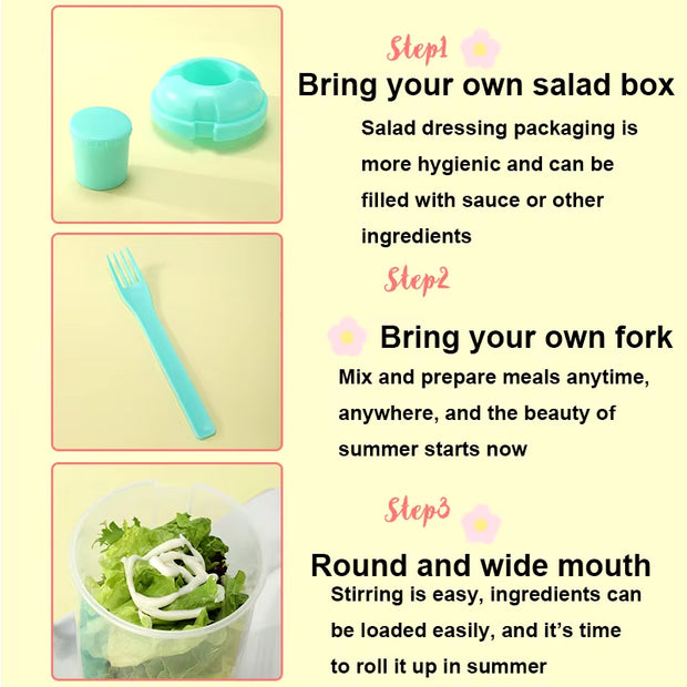 Portable Salad Cup with Fork and Lid Convenient Breakfast Shaker Bottles for Girls and Students Fruit Fat Loss Cup