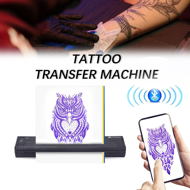 Smart Wireless Tattoo Printer Thermal Stencil Bluetooth Printer Portable Supplies Photo Thermal Transfer Paper Copy Printing