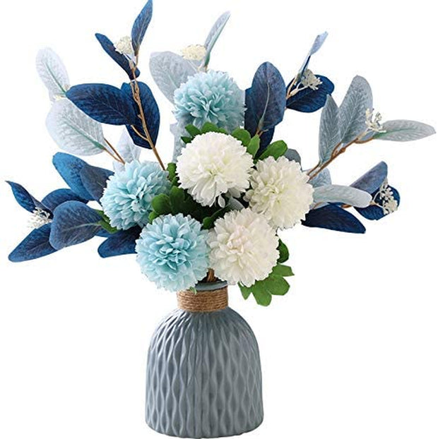 Artificial Flowers with Vase Faux Hydrangea Flower Arrangements for Home Garden Party Wedding Decoration