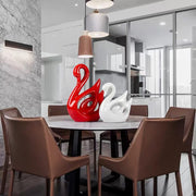 2 Pieces Swan Sculpture Decor Swan Table Decorations Elegant Ceramic Swan Figurine Swans for Decoration Statues for Home Decor Living Room Shelves Fireplace Coffee Table Decor（Red White Couple Swan ）