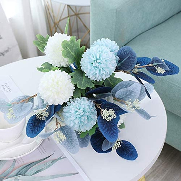 Artificial Flowers with Vase Faux Hydrangea Flower Arrangements for Home Garden Party Wedding Decoration