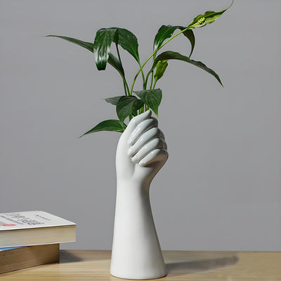 White Ceramic Vases Flower Vases Home Decor Cool Cute Small Hand Vase for Flowers Unique Modern Bathroom Living Room Rose Tulip Coffee Tables Centerpieces Decorative