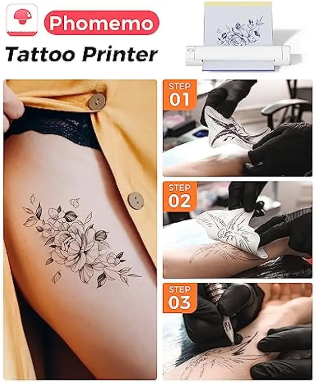 M08F Wireless Tattoo Transfer Stencil Printer Tattoo Transfer Thermal Copier Machine Compatible with Smartphone & PC