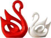 2 Pieces Swan Sculpture Decor Swan Table Decorations Elegant Ceramic Swan Figurine Swans for Decoration Statues for Home Decor Living Room Shelves Fireplace Coffee Table Decor（Red White Couple Swan ）