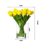 20 Pieces Yellow Real Touch Tulips Artificial Flowers in Vase, Fake Tulips Ar...