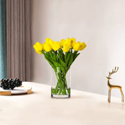 20 Pieces Yellow Real Touch Tulips Artificial Flowers in Vase, Fake Tulips Ar...