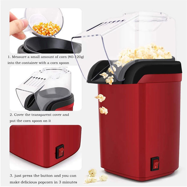 Clearance！Popcorn Machine, Hot Air Popcorn, Air-Pop Popcorn,Fully Automatic Popcorn Machine,Fast Popcorn Maker with Measuring Spoon, Quick Popcorn, Oil Free, Good for Watching Party Movies Use Gift