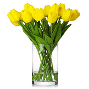 20 Pieces Yellow Real Touch Tulips Artificial Flowers in Vase, Fake Tulips Ar...