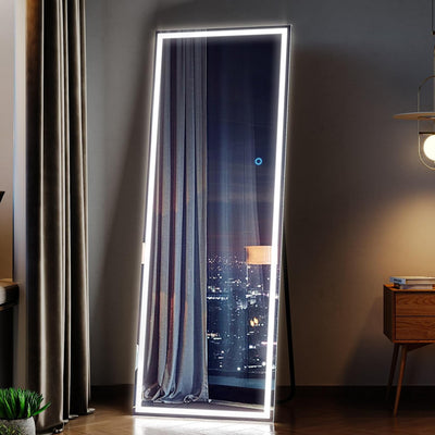 Full Length Mirror with Lights LED Mirror 63 X 20 Full Body Mirror Floor Standing Mirror Stand up Mirror Wall Mirror Lighted Mirror Bedroom (White)