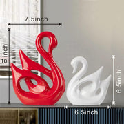 2 Pieces Swan Sculpture Decor Swan Table Decorations Elegant Ceramic Swan Figurine Swans for Decoration Statues for Home Decor Living Room Shelves Fireplace Coffee Table Decor（Red White Couple Swan ）