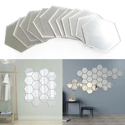 12Pcs Hexagonal Acrylic Mirror Wall Sticker Self Adhesive Mosaic Tile Decals Removable Wall Sticker DIY Home Decoration